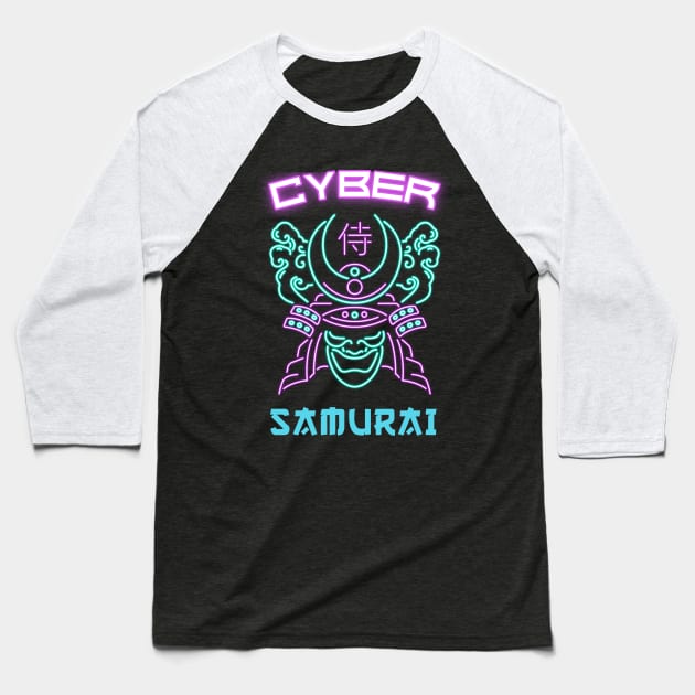 Neon punk: cyber samurai Baseball T-Shirt by JustJoshDesigns